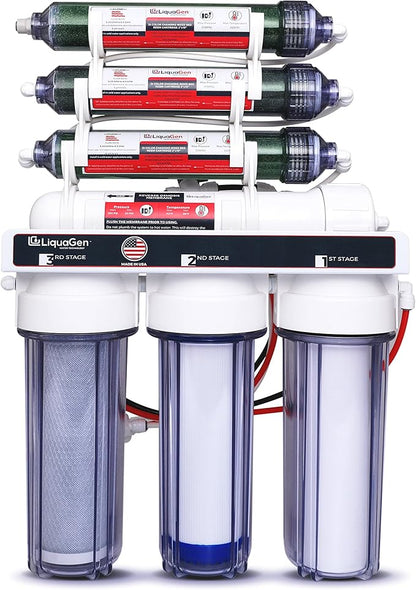 LiquaGen - Heavy Duty & High Capacity 7-Stage Aquarium Reef and Deionization Reverse Osmosis Water Filter Systems RO/DI | 0 PPM - 100 GPD