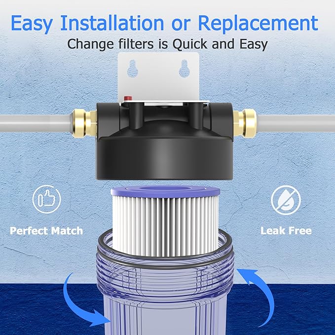 20 Micron Whole House Water Filter Cartridge, Pleated Sediment Filters for Well Water, Universal Replacement for Any 10 inch RO Unit - 10" x 2.5" Cartridges - Pack of 6
