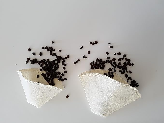 Cloth Reusable Cone Coffee Filter (Size #4) - Made in Canada of Hemp and Organic Cotton - Zero Waste, Eco-Friendly, Natural Filter for Drip Coffee Makers