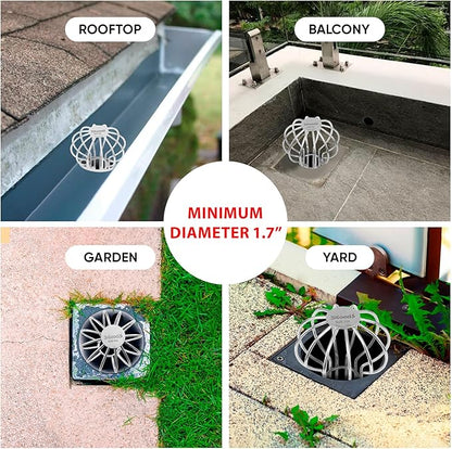 Gutter Guard, 304 Stainless Steel Roof Drain Cover, Anti-Clogging Filter for Leaves & Debris, Outdoor Pipe Protector for Roofs, Balconies, and Gardens (Pack of 1, 2 inch)