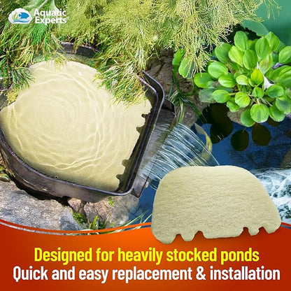 Aquatic Experts Beige COARSE Pond Filter Pad - 1.25 inch Thick - Compatible with Savio Livingponds RF001 Top Pad - Made in USA (19" x 19" - 3 Pack)