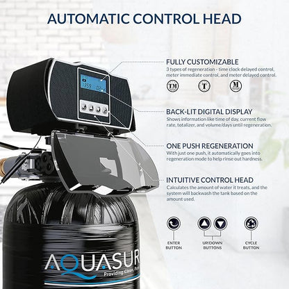 Aquasure Harmony Series 40,000 Grains Whole House Water Softener with High Performance Automatic Digital Metered Control Head | Reduces Hardness & Minerals | Improve Water Quality | For 3-4 bathrooms
