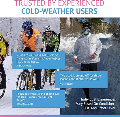 Cold-Weather Breathing Mask for Athletes & Cold-Air-Sensitive Users — Warms & Humidifies Inhaled Air — Includes 1 Asthma/Sport + 1 Racing #1 Filter