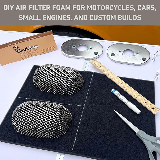 Air Filter Foam Sheet Material - 12"x18"x5/8" - 60 PPI for Motorcycles, Dirt Bikes, Classic Cars, ATV, UTV, SXS, Small Engines