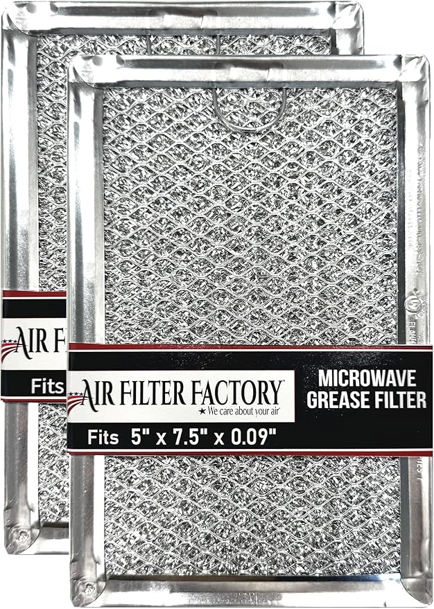 Air Filter Factory Replacement For Frigidaire FGMV174KFA Made In USA 12-Layer Microwave Oven Aluminum Mesh Grease 5.88 x 7.88 x 0.12 Inches Vent Filter 2-Pack