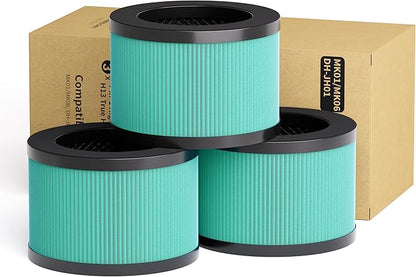 MK06 MK01 True HEPA Replacement Filter Compatible with AROEVE MK01 MK06 and Kloudi DH-JH01 Air Purifier, Pet Dander Version, 3 Pack