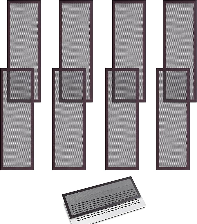 8 Pack Strong Magnetic Floor Vent Cover - PVC Mesh Register for Wall Ceiling Floor Catch Debris Hair Insect (Black, 4 x 12 Inch)
