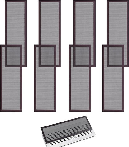 8 Pack Strong Magnetic Floor Vent Cover - PVC Mesh Register for Wall Ceiling Floor Catch Debris Hair Insect (Black, 4 x 12 Inch)