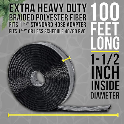 U.S. Pool Supply Pool Backwash Hose 1 1/2 Inch Diameter x 100 Feet - Discharge Hose for Pump, Sand Filter & Sump Pump Hoses - Burst Resistant Lay Flat Drainage Hoses for Inground & Above Ground Pools