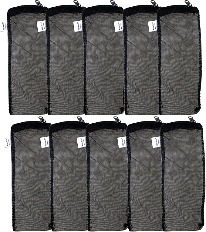 AQUANEAT 10pcs Aquarium Filter Media Bags, Fish Tank Fine Mesh Bags, 3”x4”/3”x8”/5.5”x8” with Plastic Zipper for Activated Carbon (3” x 8”)