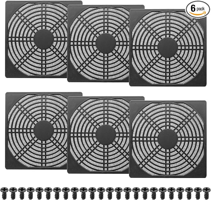 PATIKIL 150mm Fan Filter Grill, 6 Pcs Plastic Ventilation Dustproof Grill Cover Cooling Ventilator with Screws for Industry Workshop Computer Case Refrigerators Air Conditioning, Black