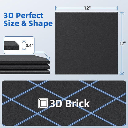 20 Pack Acoustic Panels with Self Adhesive, 12" X 12" X 0.4" High Density Sound Proof Foam Panels for Walls, Soundproof Wall Panels, Square Sound Absorbing Panels for Home Studio Office Decor - Black