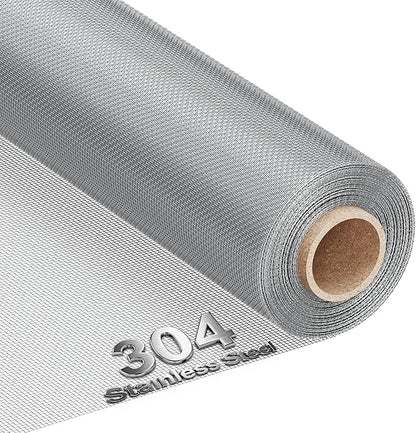 MAGZO 304 Stainless Steel Mesh Screen Roll 47in x 10ft - 22 Mesh Pet Proof Metal Window Screen Replacement, Screen Door Mesh for Patio,Porch,Pet,Cage,Vent Cover,Filter,Gutter Guard,Rodent Protection