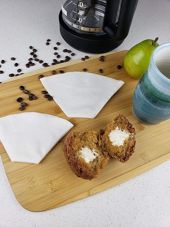 Cloth Reusable Cone Coffee Filter (Size #2) - Made in Canada of Hemp and Organic Cotton - Zero Waste, Eco-Friendly, Natural Filter for Drip Coffee Makers