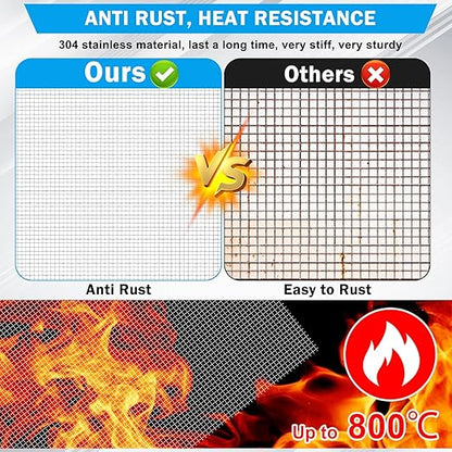 Valchoose 1 Piece Woven 304 Stainless Steel Mesh 14.6" X11.4" (372X292mm), Easy to Cut Metal Screen Mesh, Hard & Never Rust Wire Screen Mesh, Heat Resisting Used for Vent BBQ Filters Window DIY