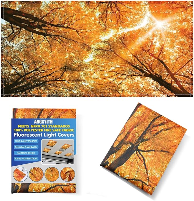 Fluorescent Light Covers - Classroom Covers for Ceiling Lights, 1 PCS 4 x 2 Feet Magnetic Light Filters, Classroom, Office Decor (Autumn & Sunset)