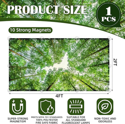 Fluorescent Light Covers - Classroom Covers for Ceiling Lights, 1 PCS 4 x 2 Feet Magnetic Light Filters, Classroom, Office Decor (Spring & Forest)