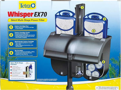 Tetra Whisper EX 70 Filter For 45 To 70 Gallon aquariums, Silent Multi-Stage Filtration