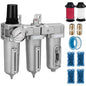 NANPU 1/2" NPT Industrial Grade 3 Stage Air Drying System - Particulate Filter, Coalescing Filter, Desiccant Dryer & Air Regulator, Metal Bowl, Manual Drain, Suitable for Paint Spray＆ Plasma Cutter