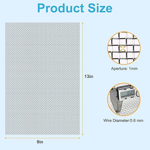 32 Pcs 13x9 (33cmx23cm) 20 Mesh 304 Stainless Steel Wire Mesh Sheet, Rustproof Metal Mesh Sheet Screen for DIY Crafts, Vent Covers, Garden Fencing, Window Protection & Industrial Filters