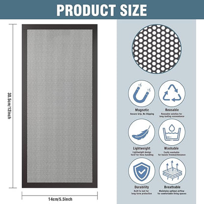 6 Pack Strong Magnetic Floor Vent Cover - PVC Mesh Register for Wall Ceiling Floor Catch Debris Hair Insect (Black, 5.5 x 12 Inch)