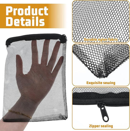 Grevosea 20 Pcs Aquarium Filter Media Bags, Fish Tank Coarse Mesh Bags 5.91 x 7.87 Inch Nylon Mesh Bag with Zipper for Activated Carbon Ceramic Rings Bio Balls Black & White