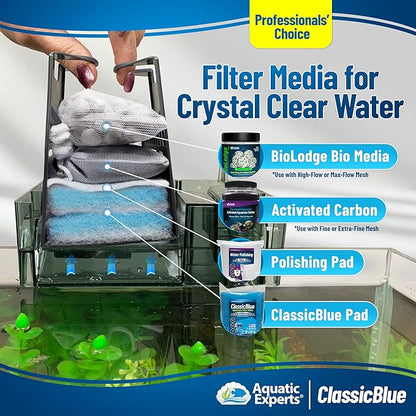 Aquatic Experts Classic Bonded Aquarium Filter Pad -18 Inches by 72 Inches by .75 Inch - Blue and White Aquarium Filter Media Roll Bulk Can Be Cut to Fit Most Filters, Made in USA (18" x 72")