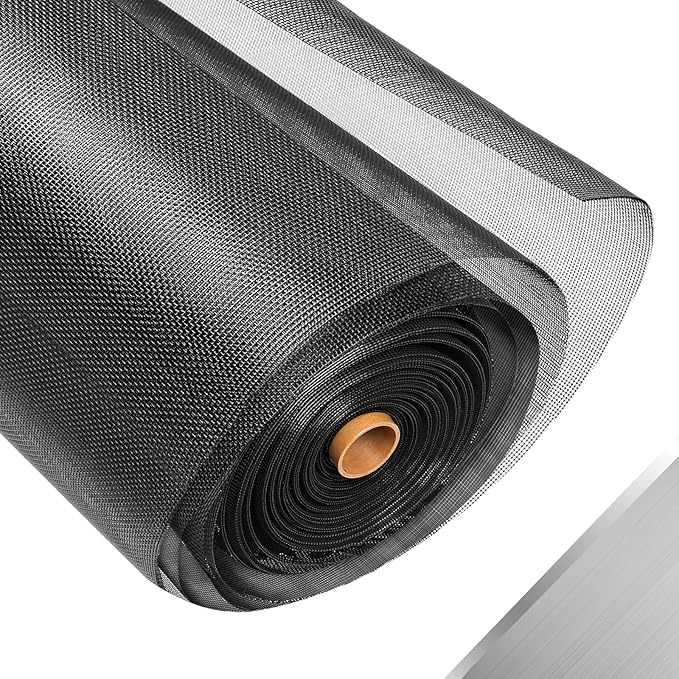 304 Stainless Steel Mesh Window Screen Roll,35IN x 16FT Black Metal Window Screen Replacement,Window Screen Mesh for Window,Door,Patio,Pet,Vent,Filter,Porch,Cage and DIY Project (22 Mesh)