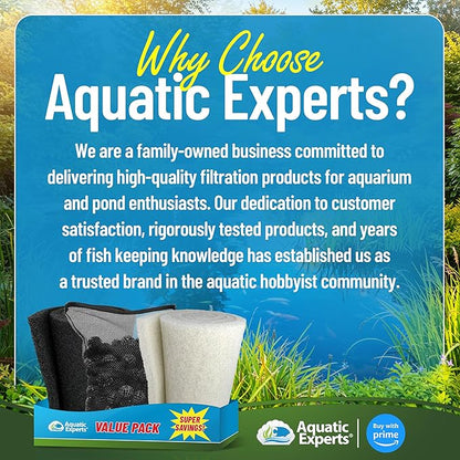 Aquatic Experts Classic Koi Pond Filter Pad FINE - White Bulk Roll Pond Filter Media, Ultra-Durable for Outdoor Ponds, Reusable Fish Material, USA, (Pond Bundle 1)