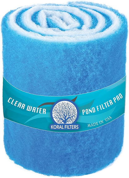 Premium Koi Pond Filter Media Roll - High-Efficiency Pond Filters for Outdoor Ponds, Reusable Fish Pond Filter Material, Made in USA (PRO - Blue - 12 ft roll)