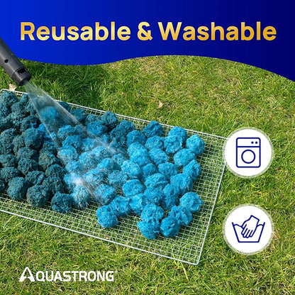 AQUASTRONG Pool Filter Balls for Sand Filter Pump, 1.5 lbs Reusable Sand Filter Balls (Replaces 50 lbs Pool Filter Sand), Efficient Blue Filter Balls for Swimming Pools, Filter Pumps, Aquariums