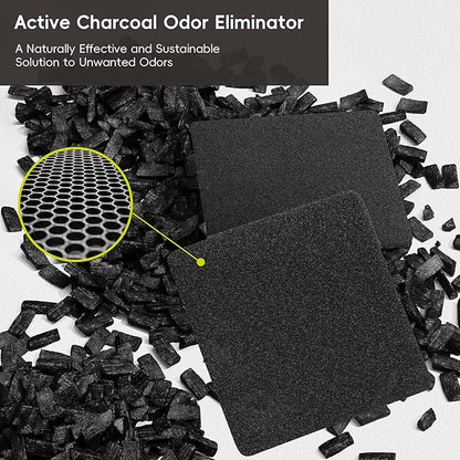 EKO Activated Charcoal Odor Filter Kit – 2-Pack Strong Odor Absorber and Deodorizer with Filter Case for Trash Cans