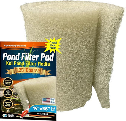 Aquatic Experts Beige COARSE Pond Filter Pad - 1.25 inch Thick - Bulk Roll Water Garden Filter Pond Media - Made in USA, (1.25 inch by 14 inch by 56 inch)