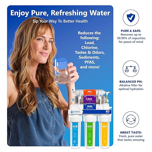 Express Water Reverse Osmosis Water Filter System, Chlorine Reduction, NSF Certified