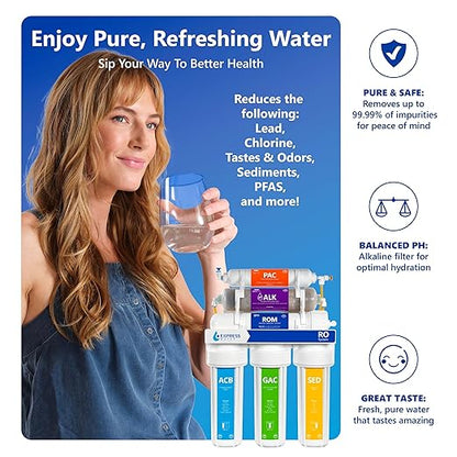 Express Water Reverse Osmosis Water Filter System, Chlorine Reduction, NSF Certified