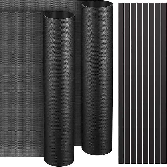 Woanger 1 Pcs 1000 x 300 mm DIY PC Case Dust Filter PC Fan Mesh Filter Floor Vent Cover PVC Dustproof Cover with Magnetic Strip for Computer Chassis Speaker and More, 0.03 Inch Hole, Black