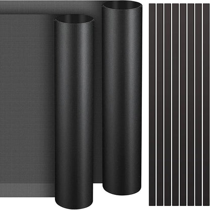 Woanger 1 Pcs 1000 x 300 mm DIY PC Case Dust Filter PC Fan Mesh Filter Floor Vent Cover PVC Dustproof Cover with Magnetic Strip for Computer Chassis Speaker and More, 0.03 Inch Hole, Black