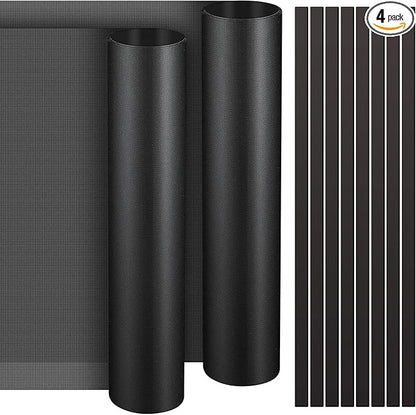 Woanger 4 Pcs 1000 x 300 mm DIY PC Case Dust Filter PC Fan Mesh Filter Floor Vent Cover PVC Dustproof Cover with Magnetic Strip for Computer Chassis Speaker and More, 0.03 Inch Hole, Black