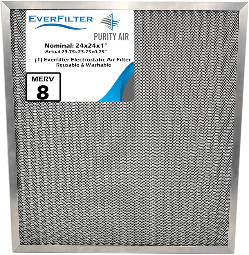 24x24x1 Electro-static Air Filter (1-Ct) AC Furnace Filter, Reusable & Washable 4-Stage Electrostatic Filter for Residential and Commerical HVAC (Actual Size: 23.75 x 23.75 x 0.75 Inches)