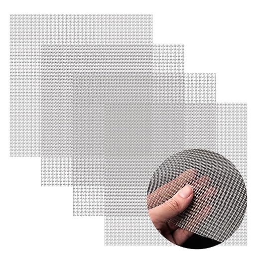 4 Pack 12x12 Inch Wire Mesh, 20 Mesh Stainless Steel Mesh, Never Rust Sturdy Metal Mesh Screen for DIY Projects, Vent, Cage, Garden, Window Screen, Filter Mesh