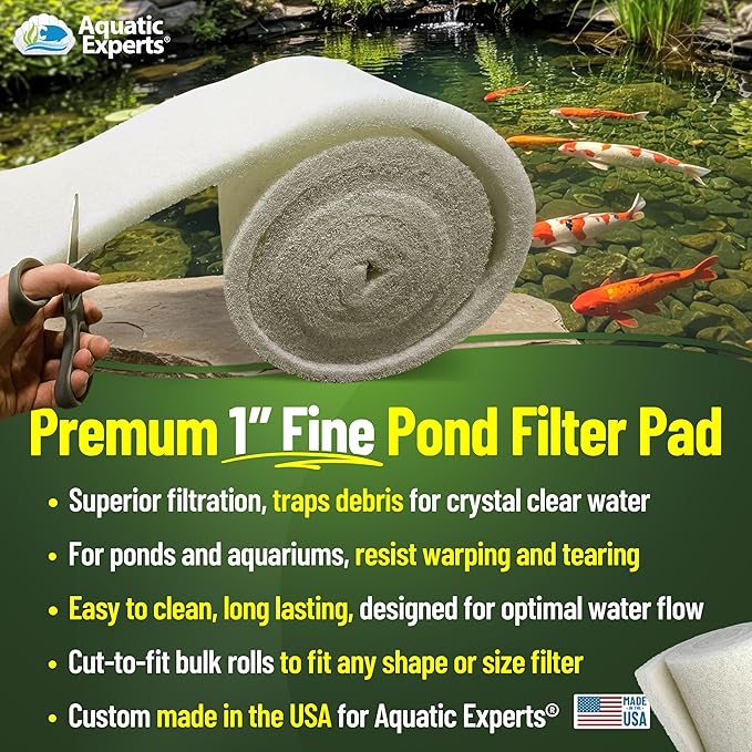 Aquatic Experts Classic Koi Pond Filter Pad COARSE – Bulk Roll Pond Filter Media, Rigid Ultra-Durable Latex Coated Fish Pond Filter Material US (Pond Bundle 1, Coarse (Black))