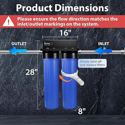 iSpring WGB22B-PB 2-Stage Whole House Water Filter System with 20" x 4.5" Sediment, Carbon, and Lead Reducing Water Filters, Model: WGB22B-PB