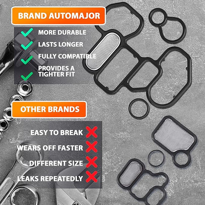 Oil Filter Housing Gasket Kit Replacement for Honda/Acura Accord Odyssey Pilot 1998-2014 - Filter Spool Valve 3.0L 3.5L - Set of 15825-P8A-A01 36172-P8A-A01 91319-PR3-000 by AUTOMAJOR