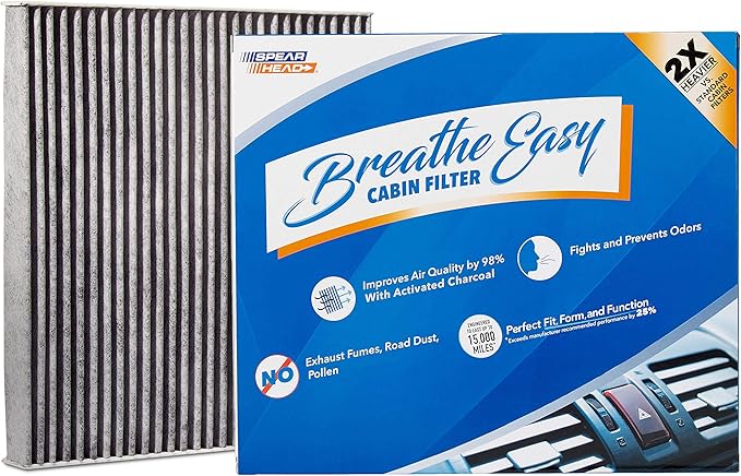 Spearhead Odor Defense Breathe Easy Cabin Filter | Fits 06-07 Azera, 07-09 Santa Fe, 06-09 Sonata, 22-25 Carnival, 07-10 Optima Like OEM | Up to 25% Longer Lasting w/Activated Carbon (BE-381)