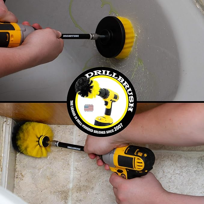 Bathroom Accessories - Shower Cleaner Tools - Toilet Brush- Grout Cleaner Brush - Carpet Cleaner Brush - Tile Cleaning Brush Kit - Bathtub Scrubbing Brush - Bathroom Mirror Cleaning Kit for Home Use