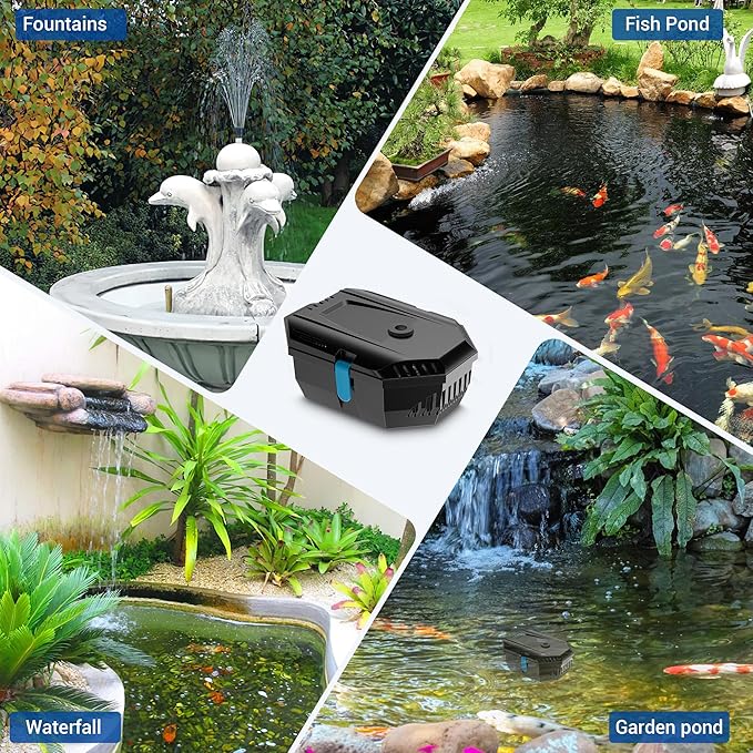 NFESOLAR Small Pond Filter for Outdoor Ponds Fish Tank 50-600 Gallon, Filter Box Protect Submersible Pump with Filter Pads, Bio-Balls and Ceramic Filter Rings N9200