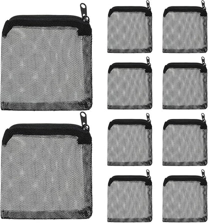 10Pcs Media Bags for Aquarium Fine Mesh Bag 4" x 4" with Plastic Zipper, Reusable Bag Mini Fish Tank Filter for Bio Activated Carbon Filterstones