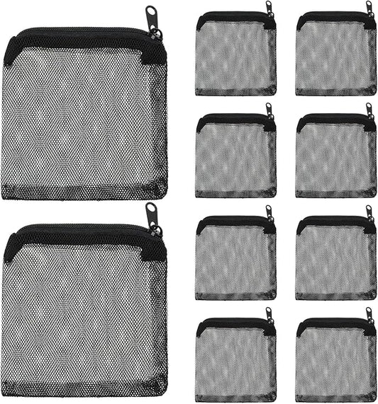 10Pcs Media Bags for Aquarium Fine Mesh Bag 4" x 4" with Plastic Zipper, Reusable Bag Mini Fish Tank Filter for Bio Activated Carbon Filterstones