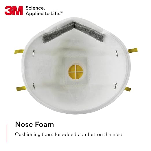 3M Particulate Respirator 8210V with Cool Flow Valve, Pack of 80, NIOSH APPROVED, Disposable, Smoke, Grinding, Sanding, Sawing, Sweeping, Woodworking, Dust