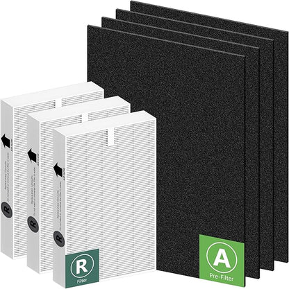 HPA300 HEPA Filter Replacement for Honeywell HPA300 Series Air Purifiers HPA300, HPA300VP, HPA304, HPA3300, Replace HRF-R3 (3 Ture HEPA R Replacement Filter + 4 Activated Carbon Pre-Filter) by Funmit